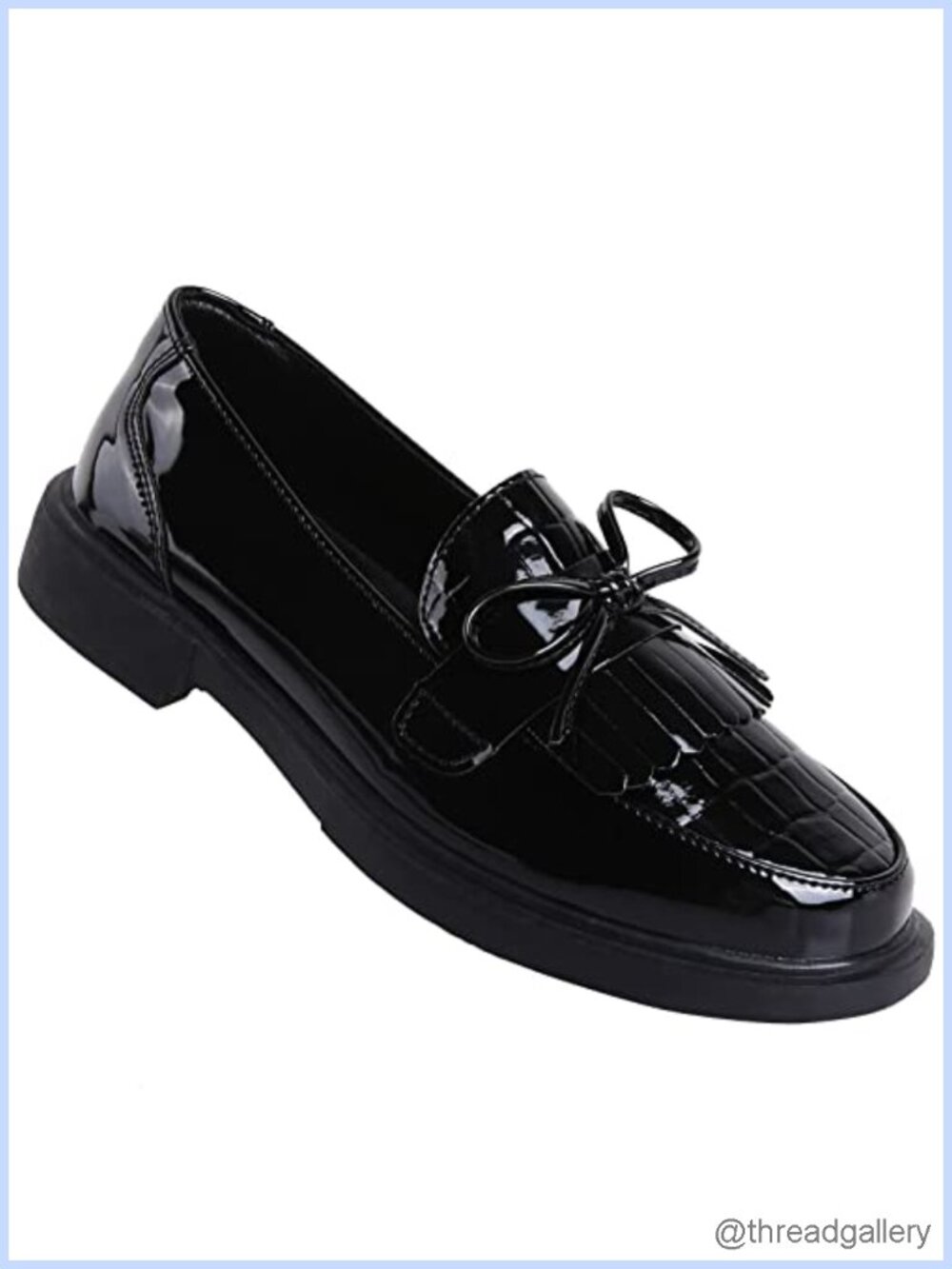 Women's Slip On Penny Loafers Chain Patent Leather Memory Foam Comfort Work